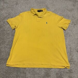 Polo By Ralph Lauren Shirt Mens XXL Yellow Polo Shirt Blue Embroidered Pony